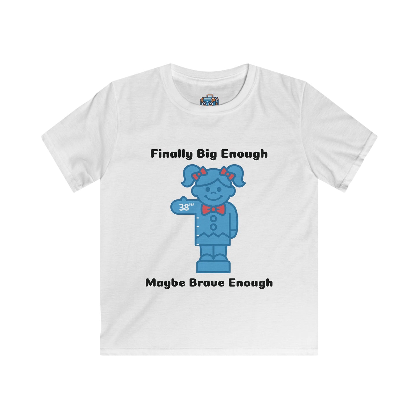 Kids T‑Shirt "Finally Big Enough, Maybe Brave Enough" - Cute Blue Bear Milestone Tee