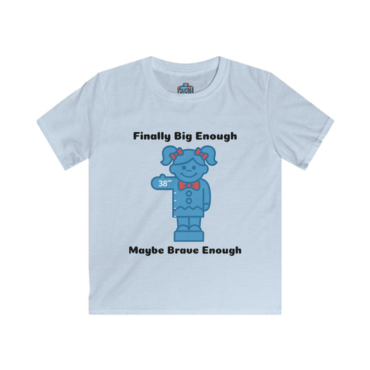 Kids T‑Shirt "Finally Big Enough, Maybe Brave Enough" - Cute Blue Bear Milestone Tee